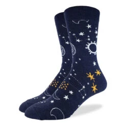 Good Luck Sock Men's Starry Nights Socks: Blue