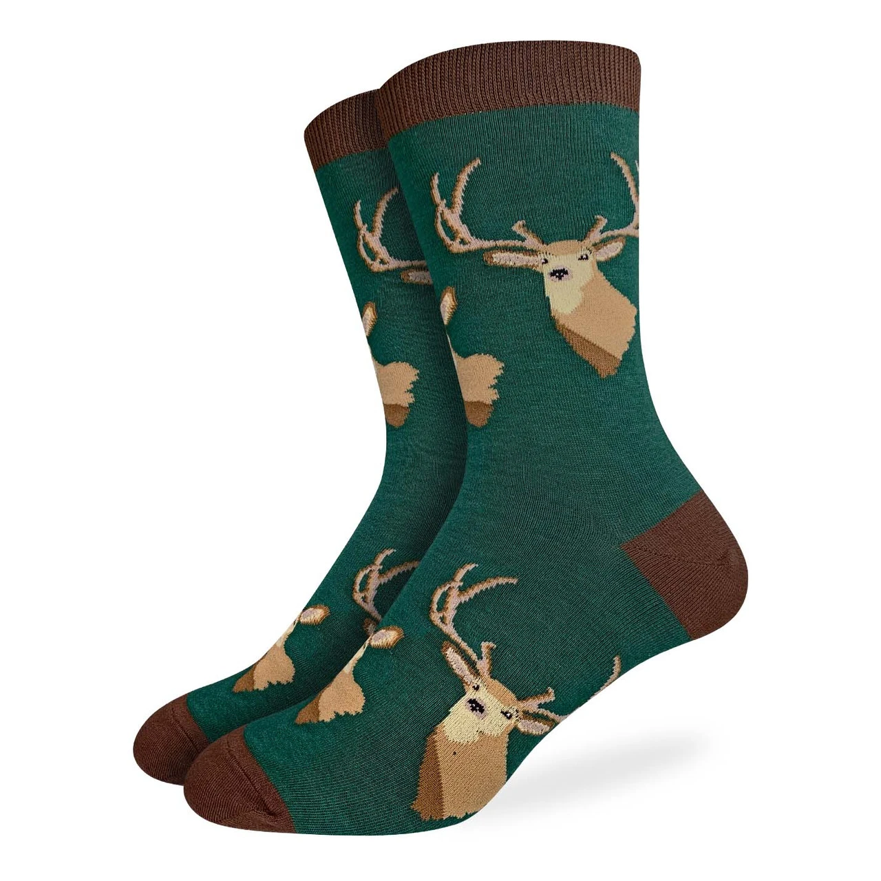Good Luck Sock Men's Deer Heads Socks: Green 3 Good Luck Sock Men's Deer Heads Socks: Green