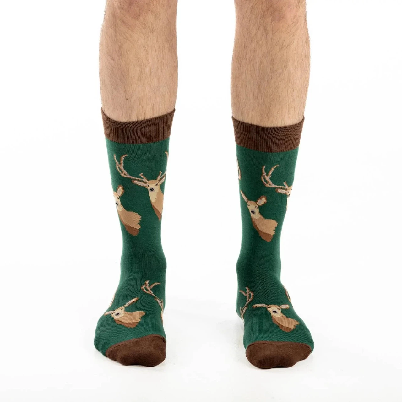 Good Luck Sock Men's Deer Heads Socks: Green 4 Good Luck Sock Men's Deer Heads Socks: Green - Image 2