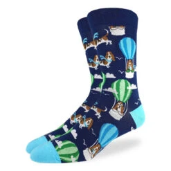 Good Luck Sock Men's Basset Hound In Air Balloon Socks