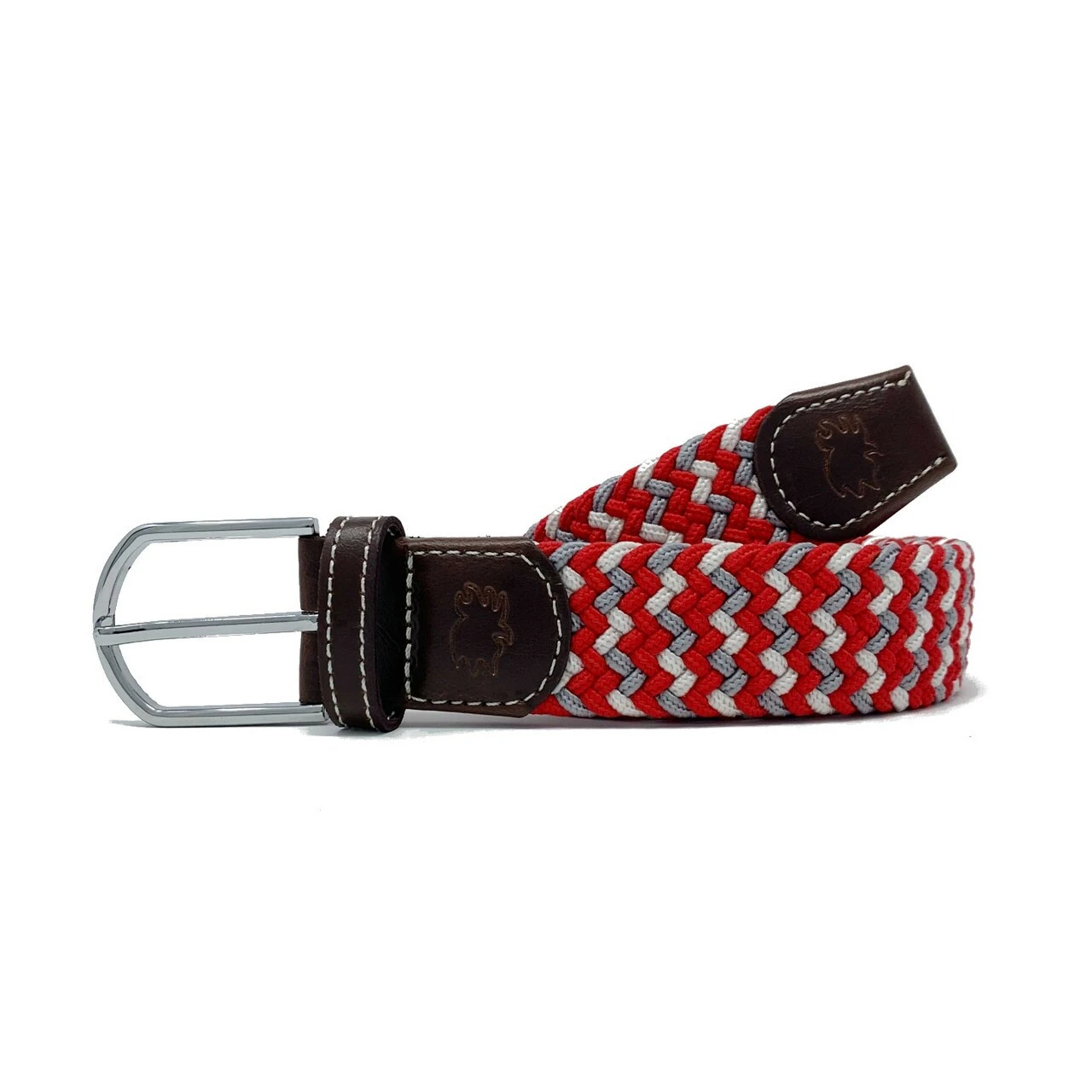 Roostas The Dublin Two Toned Woven Elastic Stretch Belt - Scarlet/Gray/White 3 Roostas The Dublin Two Toned Woven Elastic Stretch Belt - Scarlet/Gray/White