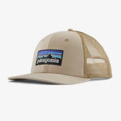 Patagonia P-6 Logo Trucker Hat: Oar Tan W/ Classic Tan