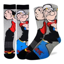 Good Luck Sock Men's Popeye And Olive Socks: Grey