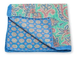 R. Hanauer Aqua/Blue Paisley/Medallion Pocket Square