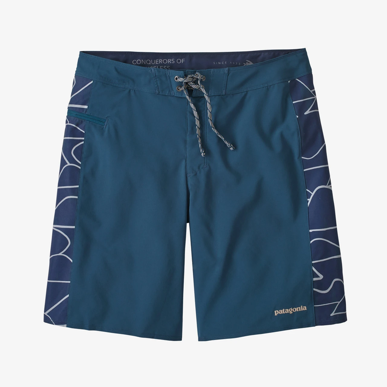 Patagonia Men's Hydropeak SP Boardshorts - 19":Tidepool Blue W/Wildlands HZ 3 Patagonia Men's Hydropeak SP Boardshorts - 19":Tidepool Blue W/Wildlands HZ