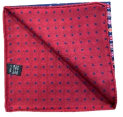 R Hanauer Reversible Clover Dot Pocket Square: Navy