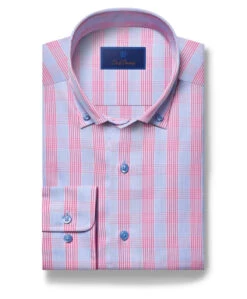 David Donahue Sky & Pink Glen Check Shirt