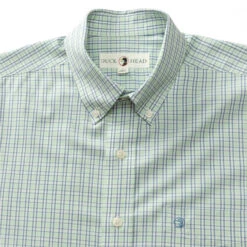 Duckhead Performance Poplin Sport Shirt - Camden Plaid: Quiet Green -Fashion Clothing D1 1203 331 Low 3 1800x1800 61539.1677611089