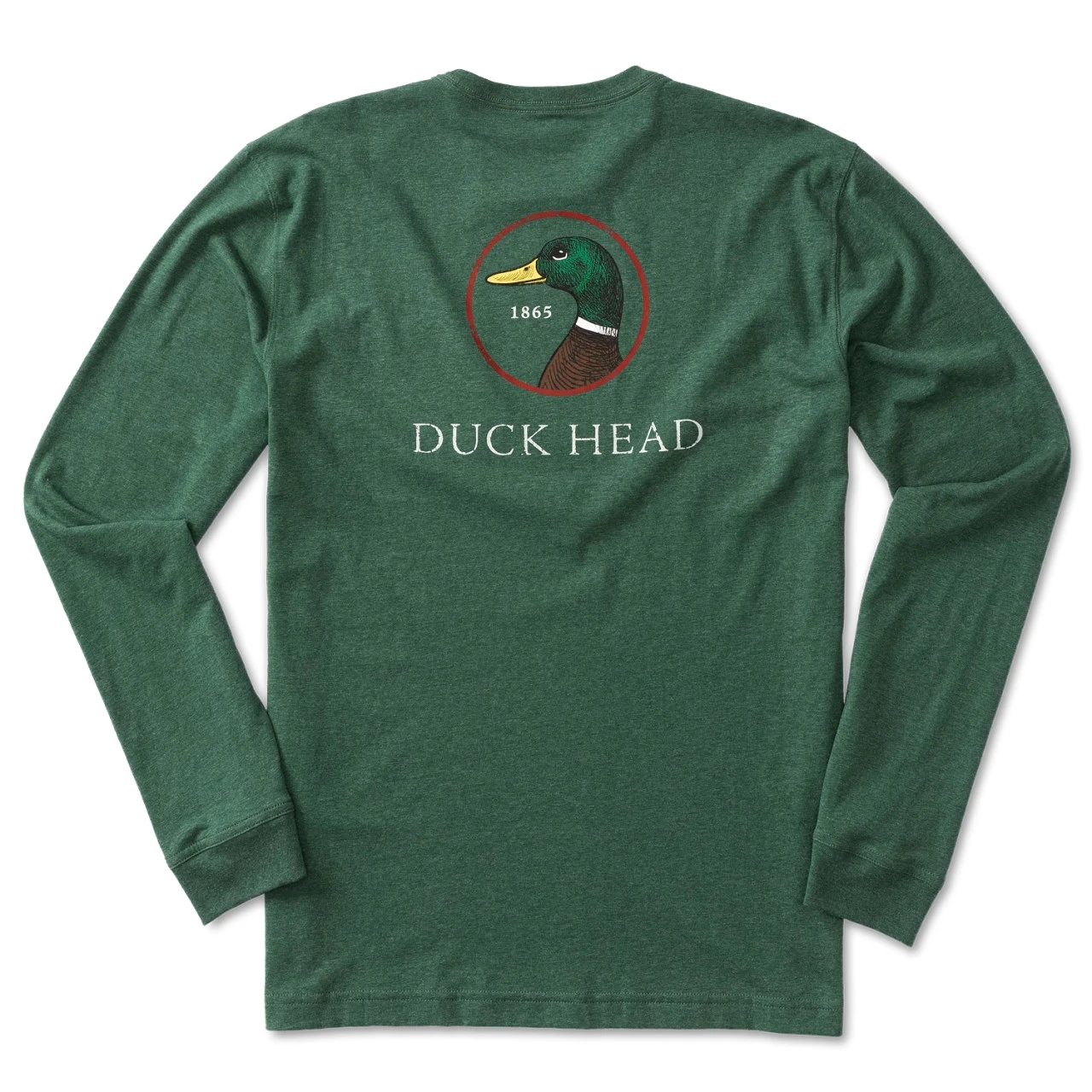 Duck Head Logo Long Sleeve T-Shirt: Trekking Green Heather 3 Duck Head Logo Long Sleeve T-Shirt: Trekking Green Heather