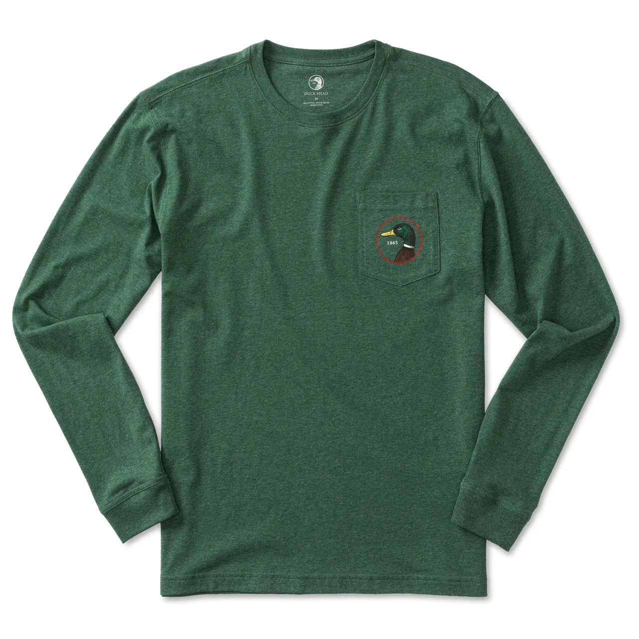 Duck Head Logo Long Sleeve T-Shirt: Trekking Green Heather 4 Duck Head Logo Long Sleeve T-Shirt: Trekking Green Heather - Image 2