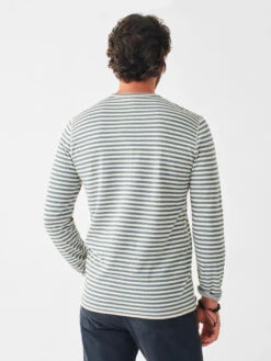 Faherty Cloud Long-Sleeve Reversible Tee: Marine Ivory Stripe -Fashion Clothing FA22 faherty mens MKF2221 MIY CLOUD LS REVERSIBLE TEE MARINE IVORY STRIPE Back 1 2000x 77336.1664898341