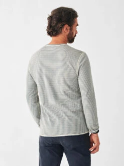 Faherty Cloud Long-Sleeve Reversible Tee: Marine Ivory Stripe -Fashion Clothing FA22 faherty mens MKF2221 MIY CLOUD LS REVERSIBLE TEE MARINE IVORY STRIPE Back 2 2000x 46969.1664898341