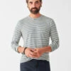 Faherty Cloud Long-Sleeve Reversible Tee: Marine Ivory Stripe -Fashion Clothing FA22 faherty mens MKF2221 MIY CLOUD LS REVERSIBLE TEE MARINE IVORY STRIPE Crop 1 2000x 66470.1664898341