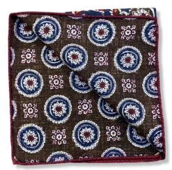 R Hanauer Reversible Paisley Medallion Pocket Square: Red/Orange