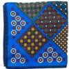 R Hanauer Reversible Patchwork Herringbone Pocket Square: Blue