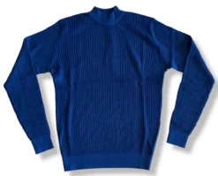 Craig Reagin Silk/Cotton Baby Cable Mock Neck: Navy