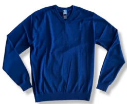 Craig Reagin Silk/Cotton V-Neck Pullover: Navy