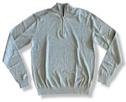 Craig Reagin Silk/Cotton 1/4 Zip Pullover: Ash