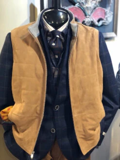 Peter Millar Hyperlight Sport Coat: Navy With Rust Windowpane