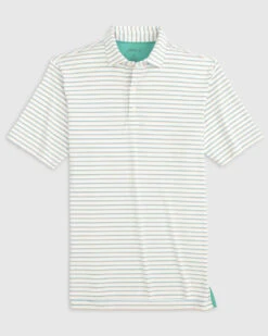 Johnnie-O Jett Striped Polo: White -Fashion Clothing JMPO5750 JETT Mens POLOS WHITE 23SS Front flt 800x 35429.1677341081