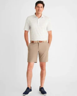 Johnnie-O Jett Striped Polo: White -Fashion Clothing JMPO5750 Jett Polo White SP23 Mod 004 800x 56704.1677341079