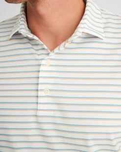 Johnnie-O Jett Striped Polo: White -Fashion Clothing JMPO5750 Jett Polo White SP23 Mod 040 800x 04726.1677341077
