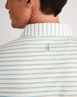 Johnnie-O Jett Striped Polo: White -Fashion Clothing JMPO5750 Jett Polo White SP23 Mod 055 800x 73342.1677341078