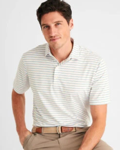 Johnnie-O Jett Striped Polo: White