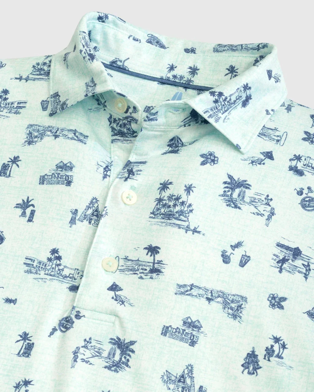 Johnnie-O Tiki Bar Printed Featherweight Polo: Malibu 7 Johnnie-O Tiki Bar Printed Featherweight Polo: Malibu - Image 5