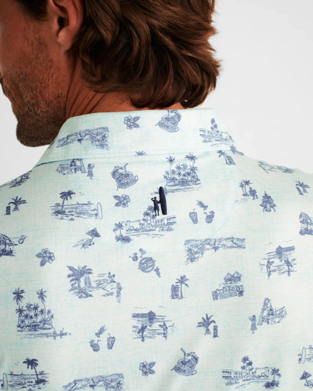 Johnnie-O Tiki Bar Printed Featherweight Polo: Malibu 5 Johnnie-O Tiki Bar Printed Featherweight Polo: Malibu - Image 3