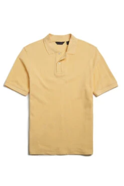 Scott Barber Pima Pique Short Sleeve Two Button Polo: Soft Yellow