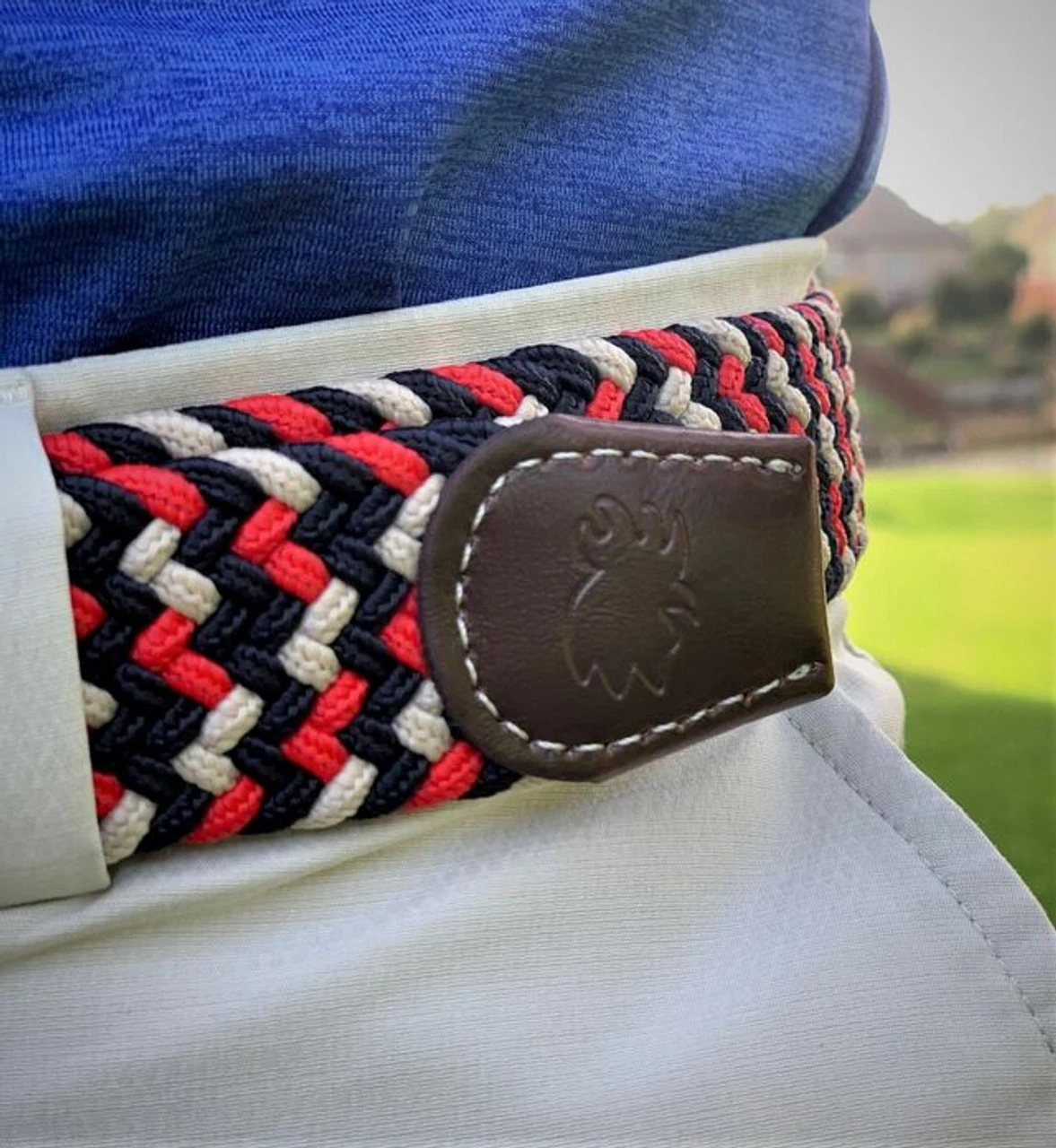 Roostas The Oxford Two Toned Woven Elastic Stretch Belt - Navy/Red/White 5 Roostas The Oxford Two Toned Woven Elastic Stretch Belt - Navy/Red/White - Image 3