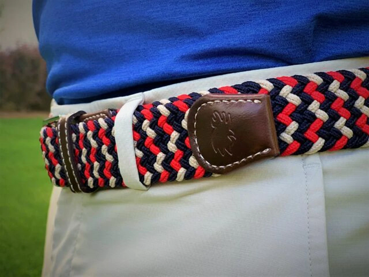 Roostas The Oxford Two Toned Woven Elastic Stretch Belt - Navy/Red/White 6 Roostas The Oxford Two Toned Woven Elastic Stretch Belt - Navy/Red/White - Image 4