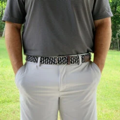 Roostas The Baja Two Toned Woven Elastic Stretch Belt - Black/White/Grey -Fashion Clothing Lifestyle Touched 02458.1628200877 47824.1635518609