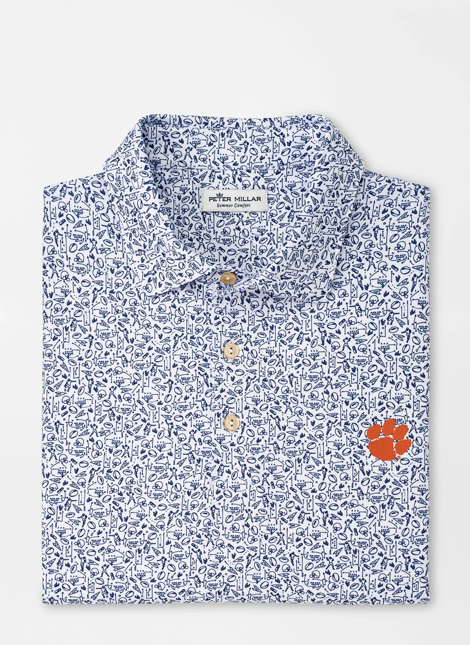 Peter Millar Clemson Paw Game Day Performance Jersey Polo: White 3 Peter Millar Clemson Paw Game Day Performance Jersey Polo: White