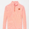 Peter Millar Clemson Perth Mini-Stripe Performance Quarter-Zip - Orange -Fashion Clothing ME0CEK40E ORANGE6WHITE CLEMSON FA20.jpg.imgo 08948.1598640485