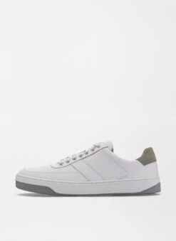 Peter Millar Vantage Pebble Grain Leather Sneaker: White -Fashion Clothing ME0XF50 WHT ALT C 58876.1674581368