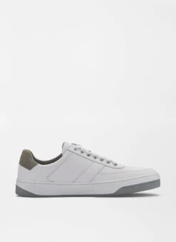 Peter Millar Vantage Pebble Grain Leather Sneaker: White -Fashion Clothing ME0XF50 WHT ALT D 69437.1674581370