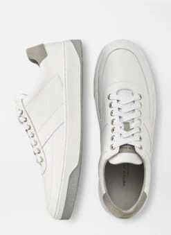 Peter Millar Vantage Pebble Grain Leather Sneaker: White