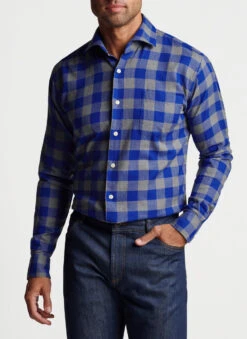 Peter Millar Millhaven Autumn Soft Cotton Sport Shirt: Dark Cobalt -Fashion Clothing MF22W24USL DCBLT ALT C 99429.1664997925