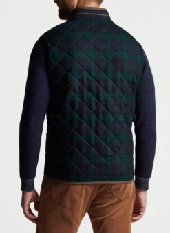 Peter Millar Essex Quilted Wool Travel Vest: Navy/Balsam -Fashion Clothing MF22Z09 NBAL ALT B CF 48499.1664998435