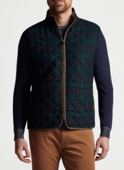 Peter Millar Essex Quilted Wool Travel Vest: Navy/Balsam -Fashion Clothing MF22Z09 NBAL ALT C 96913.1664998441