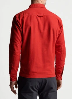 Peter Millar Après-Ski Garment Dyed Moleskin Shirt Jacket: Monaco Red -Fashion Clothing MF22Z90 MNCO ALT B CF 24358.1664997005