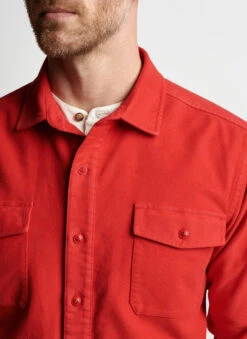 Peter Millar Après-Ski Garment Dyed Moleskin Shirt Jacket: Monaco Red -Fashion Clothing MF22Z90 MNCO ALT D 34815.1664997010