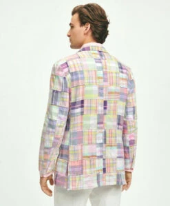 Brooks Brothers Regent Classic-Fit Patchwork Madras Sport Coat: Pastel -Fashion Clothing MM01096 PINK 3 38057.1683063093