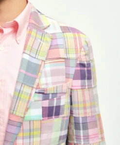 Brooks Brothers Regent Classic-Fit Patchwork Madras Sport Coat: Pastel -Fashion Clothing MM01096 PINK 4 97437.1683063095