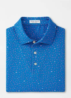 Peter Millar Fish Performance Jersey Polo: Starboard Blue
