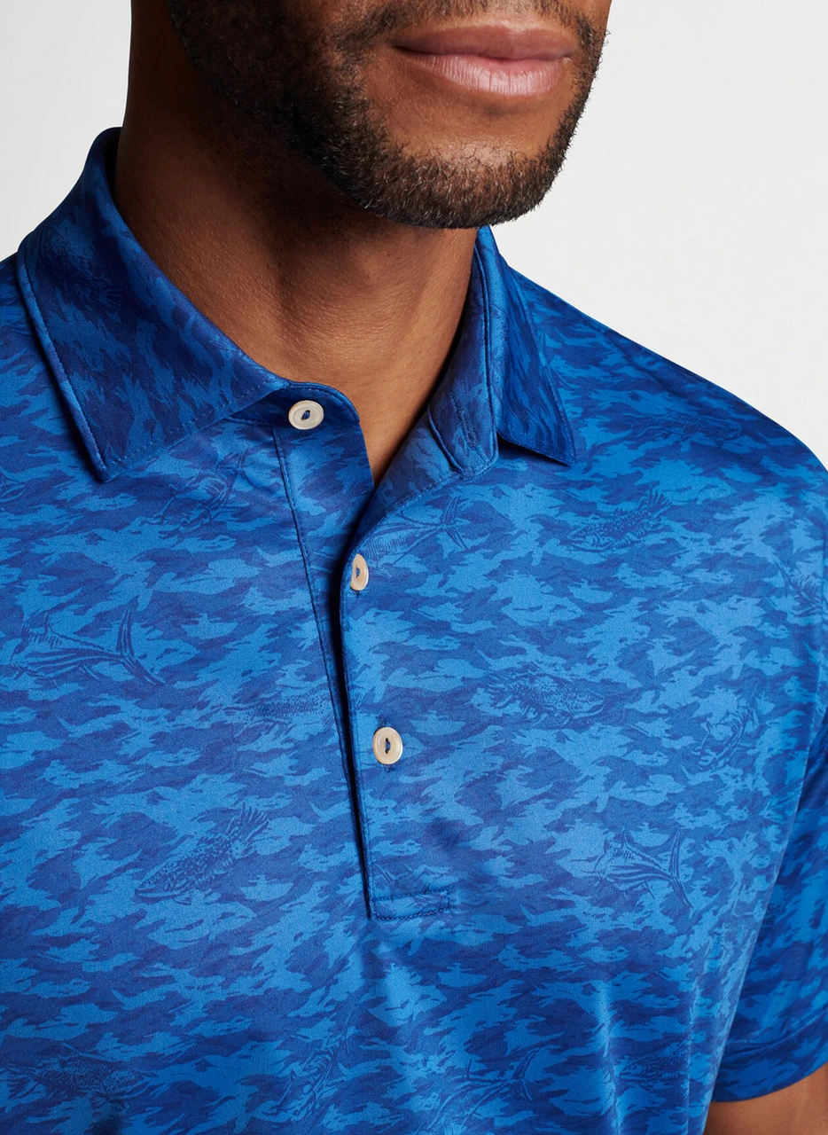 Peter Millar Fish Camo Performance Jersey Polo: Starboard Blue 6 Peter Millar Fish Camo Performance Jersey Polo: Starboard Blue - Image 4