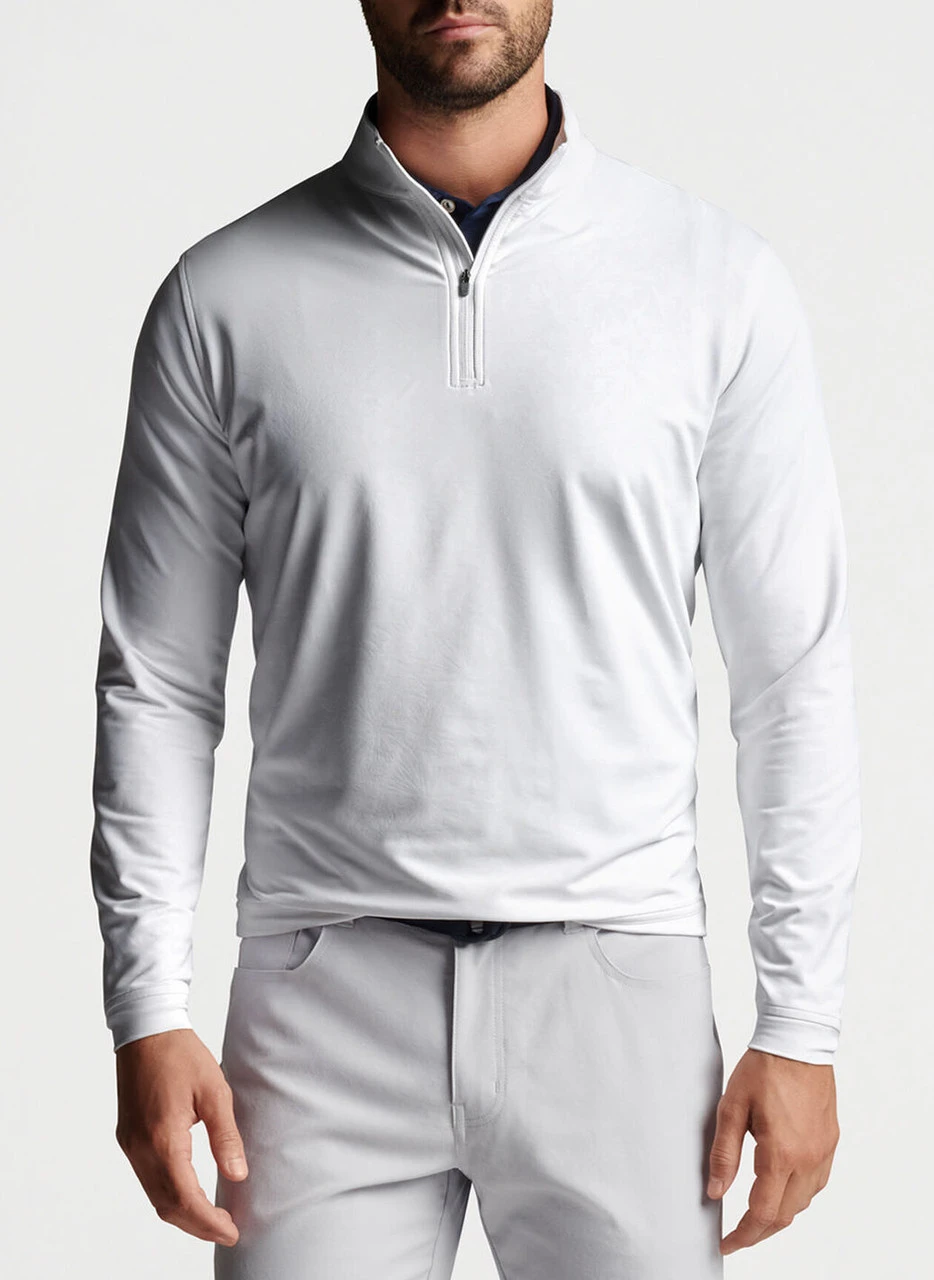 Peter Millar Perth Frondescence Performance Quarter-Zip: White 4 Peter Millar Perth Frondescence Performance Quarter-Zip: White - Image 2