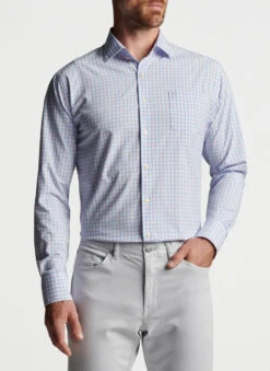 Peter Millar Lee Performance Poplin Sport Shirt: Palmer Pink -Fashion Clothing MS23W47LTPP PALMP ALT C 07762.1675196346